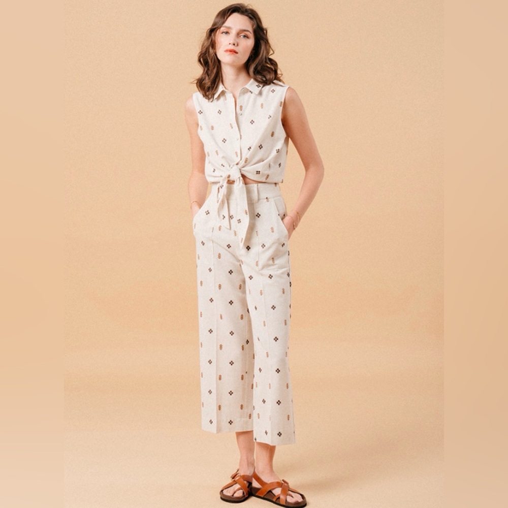 NWT Grace & Mila Messina Trousers Linen Blend Embroidered Lagenlook , XL - Picture 4 of 9